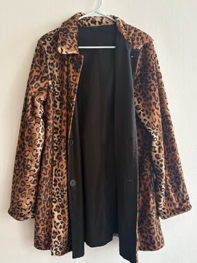 Reversible vintage cheetah print trench coat